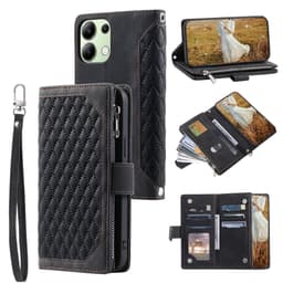 För Xiaomi Redmi 15C Zipper Wallet Case Rhombus Stitching Line Telefonfodral