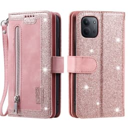 För Xiaomi Redmi 15C Fodral med Dragkedja och 9 Kortplatser – Pink
