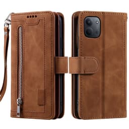 Til Xiaomi Redmi 15C Etui med Lynlåslomme og 9 Kortlommer – Brun