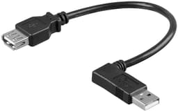 USB-A-förlängningskabel 90°, 0,15 m, svart