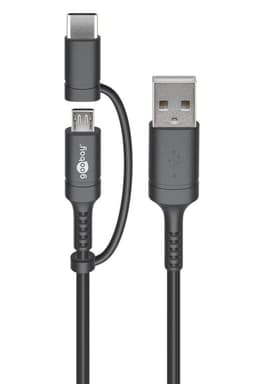 Charge & Sync -yhdistelmäkaapeli (USB A - Micro-USB & USB-C)