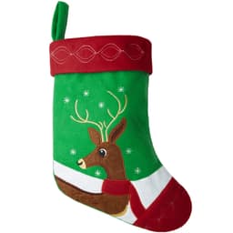 tectake Julstrumpa med renmotiv 26 x 36.5 x 0.5 cm Röd/Grön