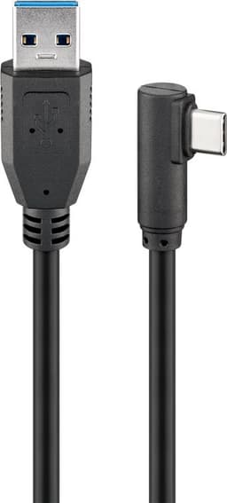 USB 3.0 USB-C™ - USB-A -kaapeli, 90°, 0,5 m, musta