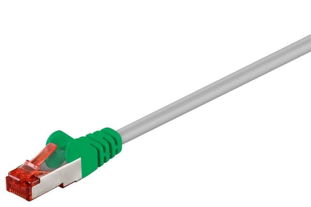 Krydset netværkskabel CAT 6, S/FTP (PiMF), grå, Grøn, 1 m