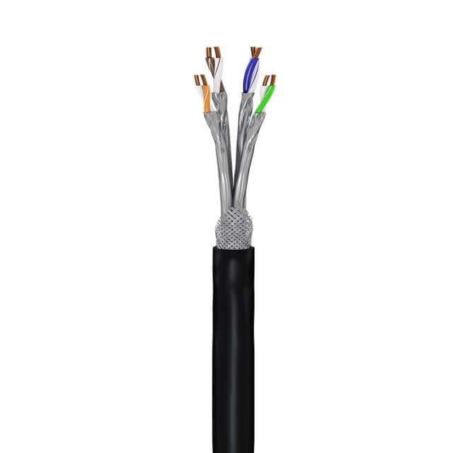 CAT 7 udendørs netværkskabel, S/FTP (PiMF), sort