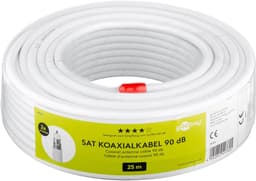 90 dB koaksial antennekabel, 2x skjermet, 25 m hvit