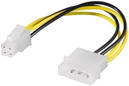 Pc-strømkabel/strømadapter, 5,25 hanstik til ATX12 P4, 4 pin