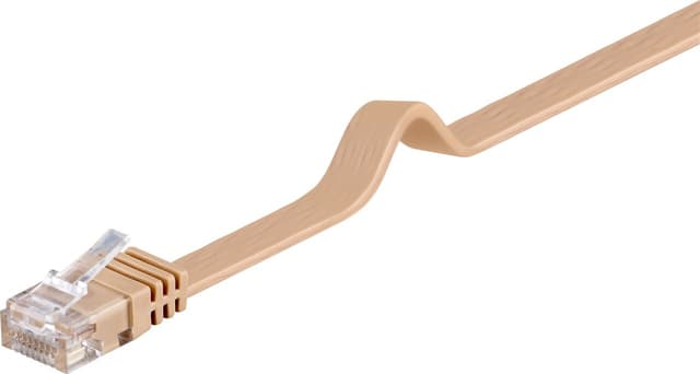 CAT 6 fladt patchkabel, U/UTP, lysebrun