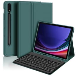 Bluetooth-näppäimistökotelo + näppäimistö, yhteensopiva Samsung Galaxy Tab A9+ 2023 (11 tuumaa) - Tummanvihreä