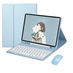 Vaaleansininen Bluetooth-näppäimistökotelo + Bluetooth-hiiri, yhteensopiva Samsung Galaxy Tab A9 8.7 tuuman kanssa - Irrotettava näppäimistö ja kynäteline