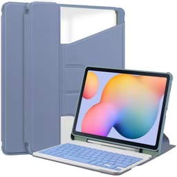 360° Kääntyvä Jalusta Bluetooth-näppäimistökotelo yhteensopiva Samsung Tab S9 FE Plus 12.4 tuuman kanssa - Laventelin violetti