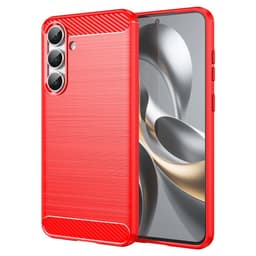 SKALO Samsung S25 FE Armor Carbon Suojakuori - Punainen