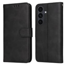 SKALO Samsung S25 FE PU-läder Plånboksfodral - Svart