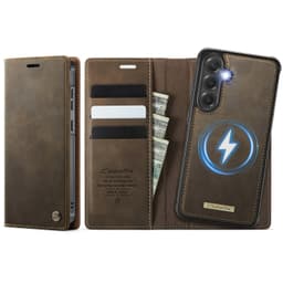 CaseMe Samsung S25 FE C49 Irrotettava Magneettinen Lompakkokotelo - Tummanruskea