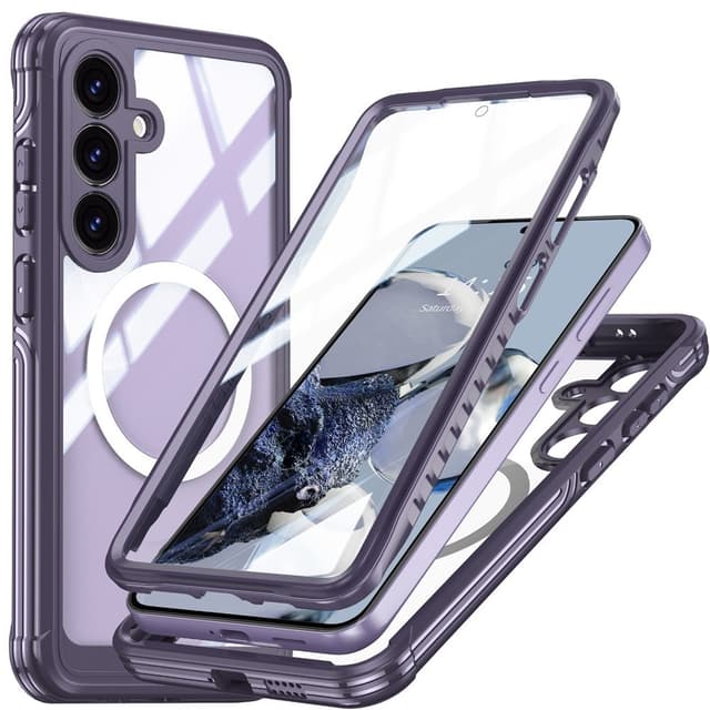 SKALO Samsung S25 FE Shockproof Clear Hybrid+Skærmbeskyttelse Cover - Lilla