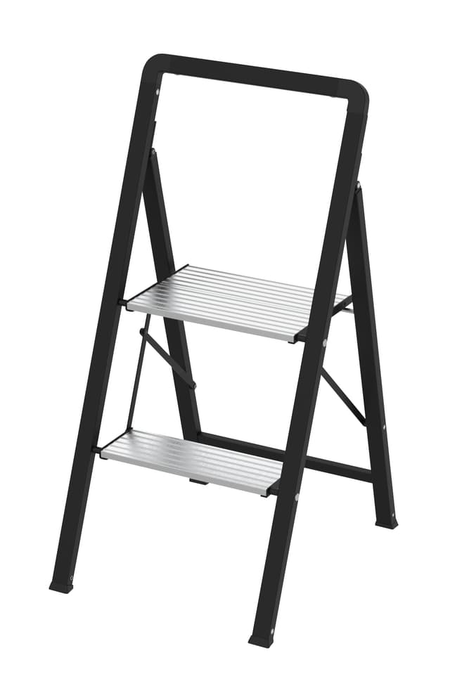 Trappe stige 2-trin, Højde 89 cm. H89 x B41 x Tykkelse KUN 4,8 cm.