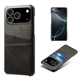 SKALO iPhone 17 Pro PU-Läder Korthållare Skal - Svart
