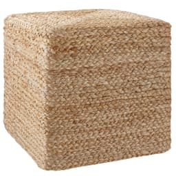 Håndlavet puf Banno Cube i jute, firkantet, boho-stil