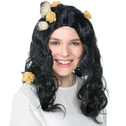 Paryk med dødningehoveder og blomster