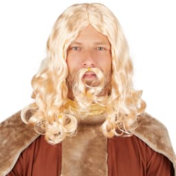 Paryk Blond viking med skæg