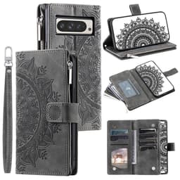 Til Google Pixel 10 Pro XL tegnebogscover Cover Shell Mandala Blomstermønster