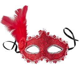 Venetiansk maske med fjer på siden