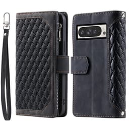 Til Google Pixel 10 Pro XL Lommebok-deksel med glidelås Rhombus Stitching Line Telefonveske