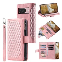 Google Pixel 10 Pro / 10 / 9 Pro / 9 Zipper Wallet Case Rhombus Stitching Line Puhelinsuojus