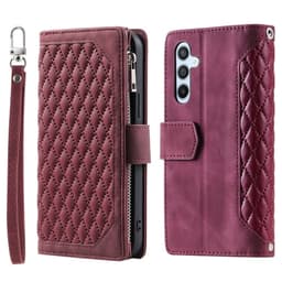 Til Samsung Galaxy A17 5G / A26 5G Lommebok-deksel med glidelås Rhombus Stitching Line Telefonveske