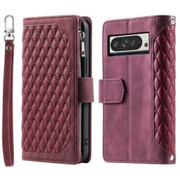 Google Pixel 10 Pro XL Zipper Wallet Case Rhombus Stitching Line Puhelinsuojus