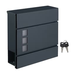 Seinään asennettava postilaatikko lukolla ja integroidulla lehtilokerolla