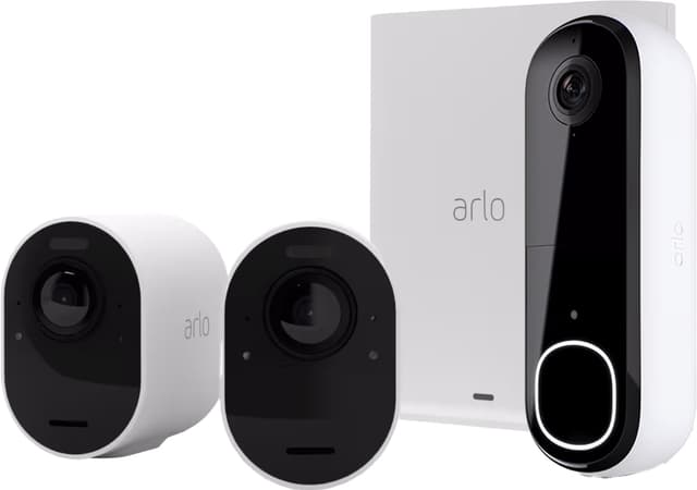 Arlo Ultra 2 4K kamera (2-pack) & Arlo 2K videoringklocka-paket