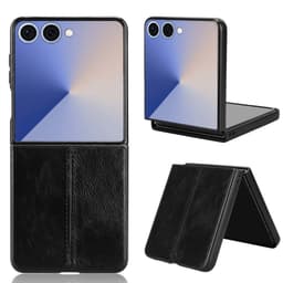 SKALO Samsung Z Flip7 PU-Nahka Stiching Line Suojakuori - Musta