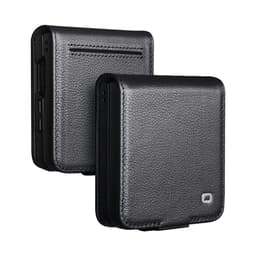 SKALO Samsung Z Flip7 QIALINO Ægte Læder Kortholder Cover - Sort