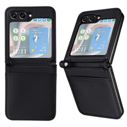 SKALO Samsung Z Flip7 FE PU-Läder Litchi Kortfack Skal - Svart