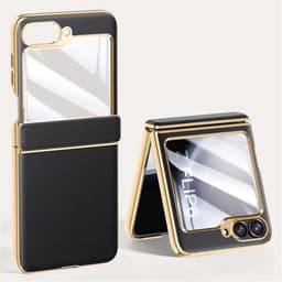 SKALO Samsung Z Flip7 FE PU-Läder Guldkant Skal - Svart