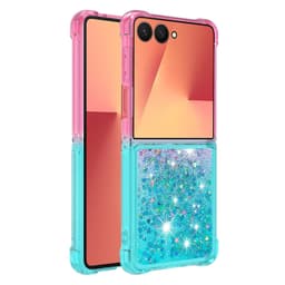 SKALO Samsung Z Flip7 Kviksand Glitter Cover - Pink-Turkis