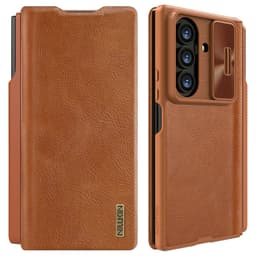 NILLKIN Samsung Z Fold7 Qin Pro Series PU-nahkainen Korttitasku Kotelo - Ruskea