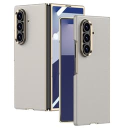 SKALO Samsung Z Fold7 GKK PU-Läder Guldkant Skal - Grå