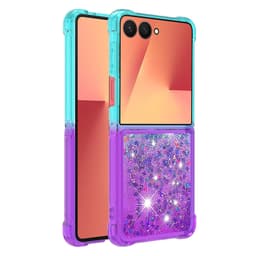 SKALO Samsung Z Flip7 Hiekka Glitteri Suojakuori - Turkoosi-Violetti