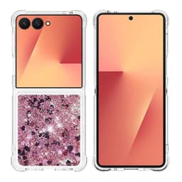 SKALO Samsung Z Flip7 Kvartsihiekka Kimalle Suojakuori - Ruusukulta