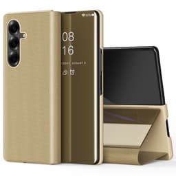 SKALO Samsung Z Fold7 Clear View Plånboksfodral - Guld