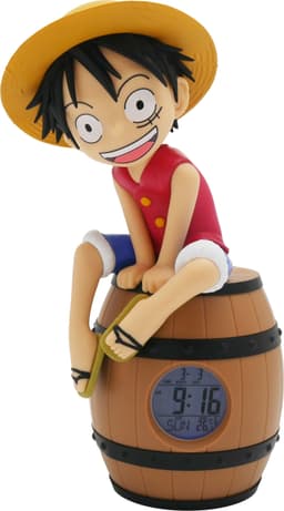Teknofun Luffy on Barrel One Piece vekkerklokke (flerfarget)