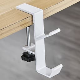 Skrivbord Kantkrok Ryggsäck Väska Hörlurar Hängare Under Bord Förvaring - Vit