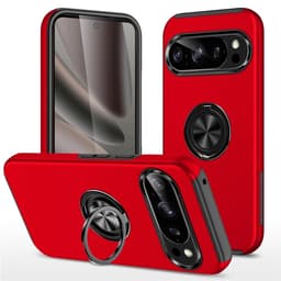 Google Pixel 10 Pro / Pixel 10 Skalsormenrengasjalustan hybridikotelo - Punainen