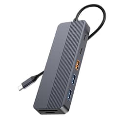 NÖRDIC 1–12 USB-C Telakointiasema Kaksinäyttöihin, 1xHDMI 4K60Hz, 1xDP 4K60Hz, 1xUSB-C PD 100W, 2xUSB-C, 3xUSB-A, Ethernet-liitännällä