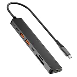 NÖRDIC USB-C 1 til 7 Dockingstation 1xHDMI 4K60Hz 1xUSB-C PD 100W 1xUSB-C 3.2 2xUSB-A 3.2 10G 1xSD 1xMicroSD