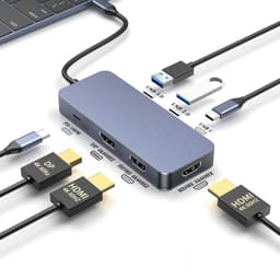 NÖRDIC USB-C 1 till 7 Dockningsstation 2xHDMI 1xDP 1xUSB-C PD100W 1xUSB-C 2xUSB-A