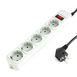 Strømskinne med 5 stikkontakter og bryter 1,8 m