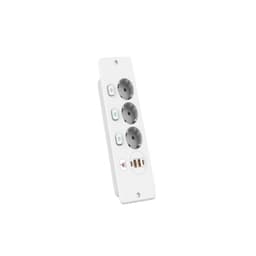 Stikkontakt med tre kontakter og USB-uttak (europeisk standard) Hvit